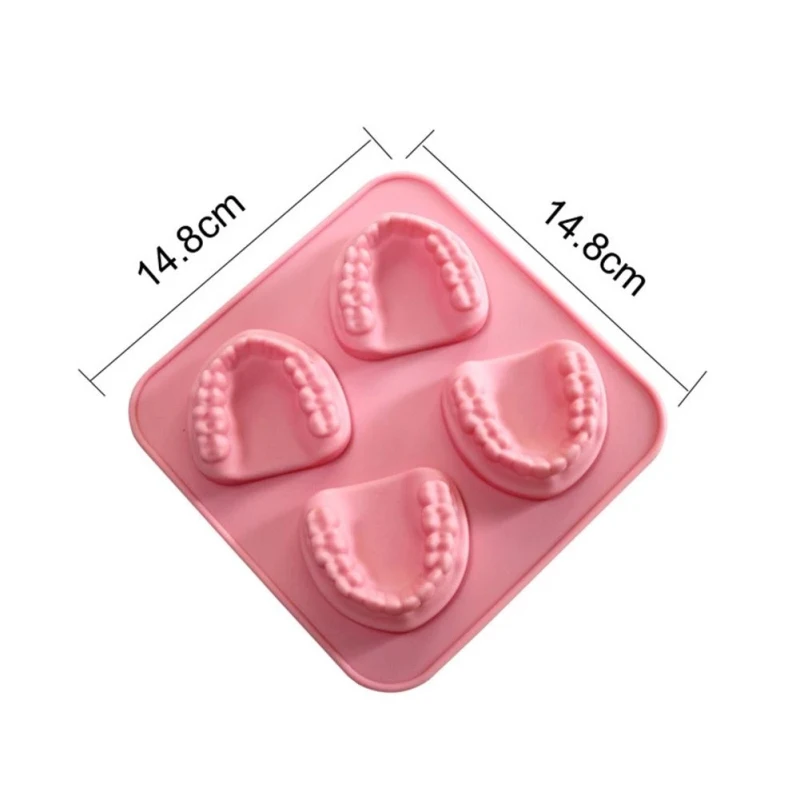 

Denture Shaped Ice Trays Mold Funny 4 Hole Silicone Carving Mold DIY Chocolate Candy Baking Molds Home Kitchen Party Gadgets