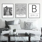 Черно-белый Берлинский городской плакат с изображением холста, Германия, дорожные плакаты, настенные художественные картины, живопись для гостиной, домашний декор