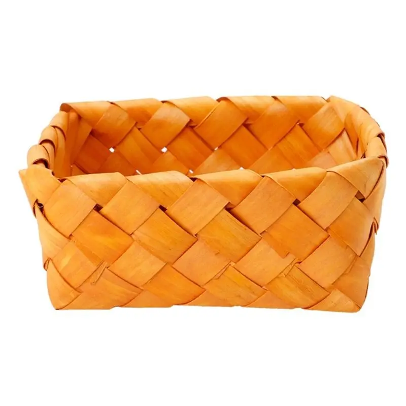 Креативная прямоугольная корзина для фруктов ручной вязки хлеба деревянная