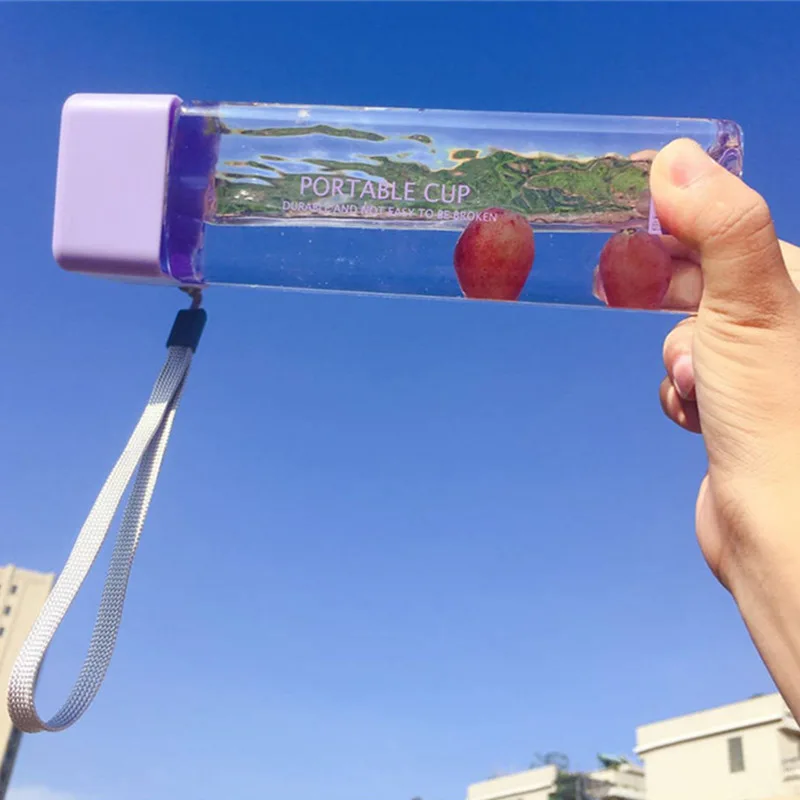 Милые квадратные пластиковые бутылки для воды прозрачный без бисфенола а