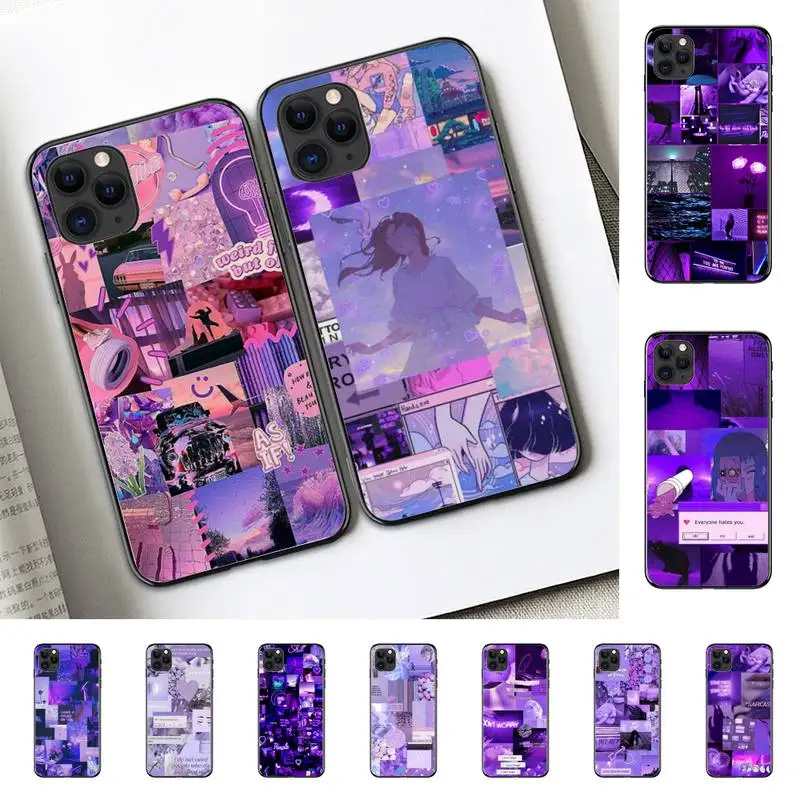 

Purple Love Aesthetic Art Girly Phone Case for iphone 13 11 12 pro XS MAX 8 7 6 6S Plus X 5S SE 2020 XR case