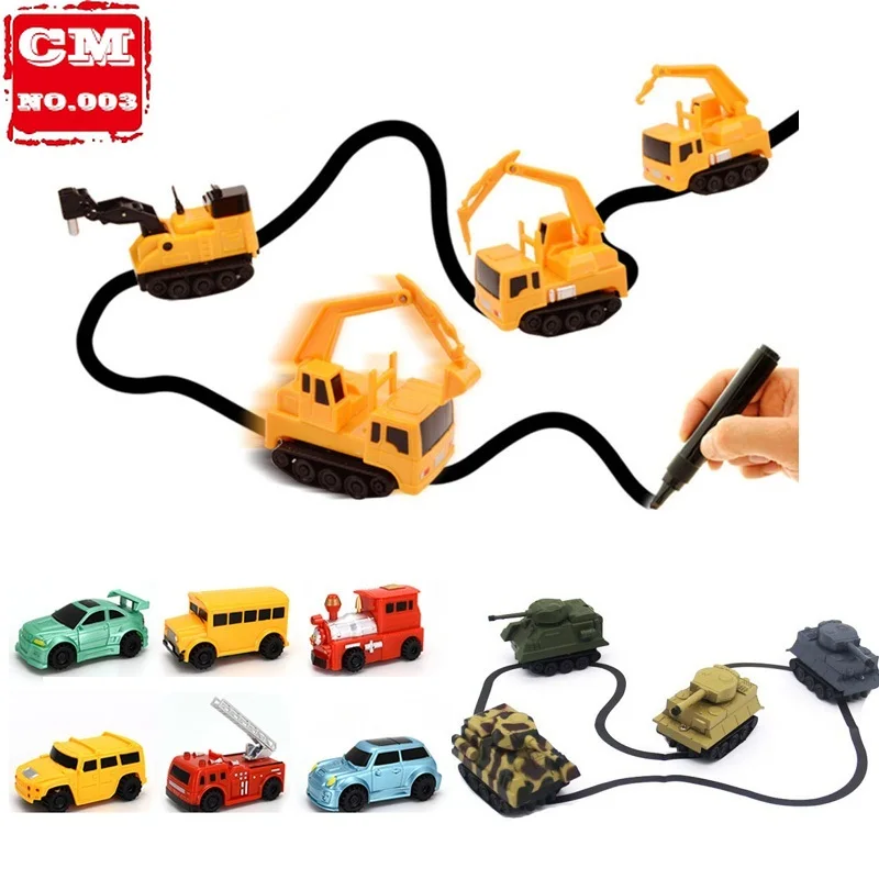 

No Battery Inductive Toys Draw Traking Follow Line Robot Truck Induction Car Diecast Vehicle Magic Pen Toy Diy Penguin Dropsh
