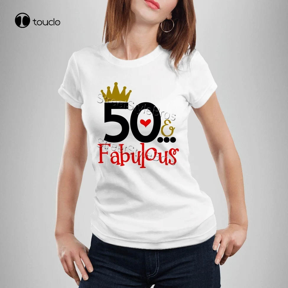 

Summer Women T-Shirt 50 Fabulous Ladies 50Th Birthday T-Shirt 50 Years Friend Mum Mother Present Cute T-Shirt Tee Shirt Unisex