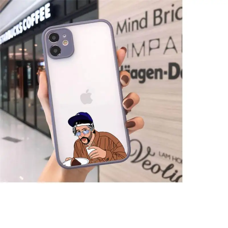 

Yo Perreo Sola Bad Bunny Maluma Phone Case For iPhone 12 11 Mini Pro XR XS Max 7 8 Plus X Matte transparent Gray Cover