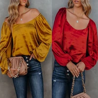 fashion woman blouses 2021blouses sweet sexyclub solid slash neck chiffon versatile top casual shirts long sleeve womens shirt