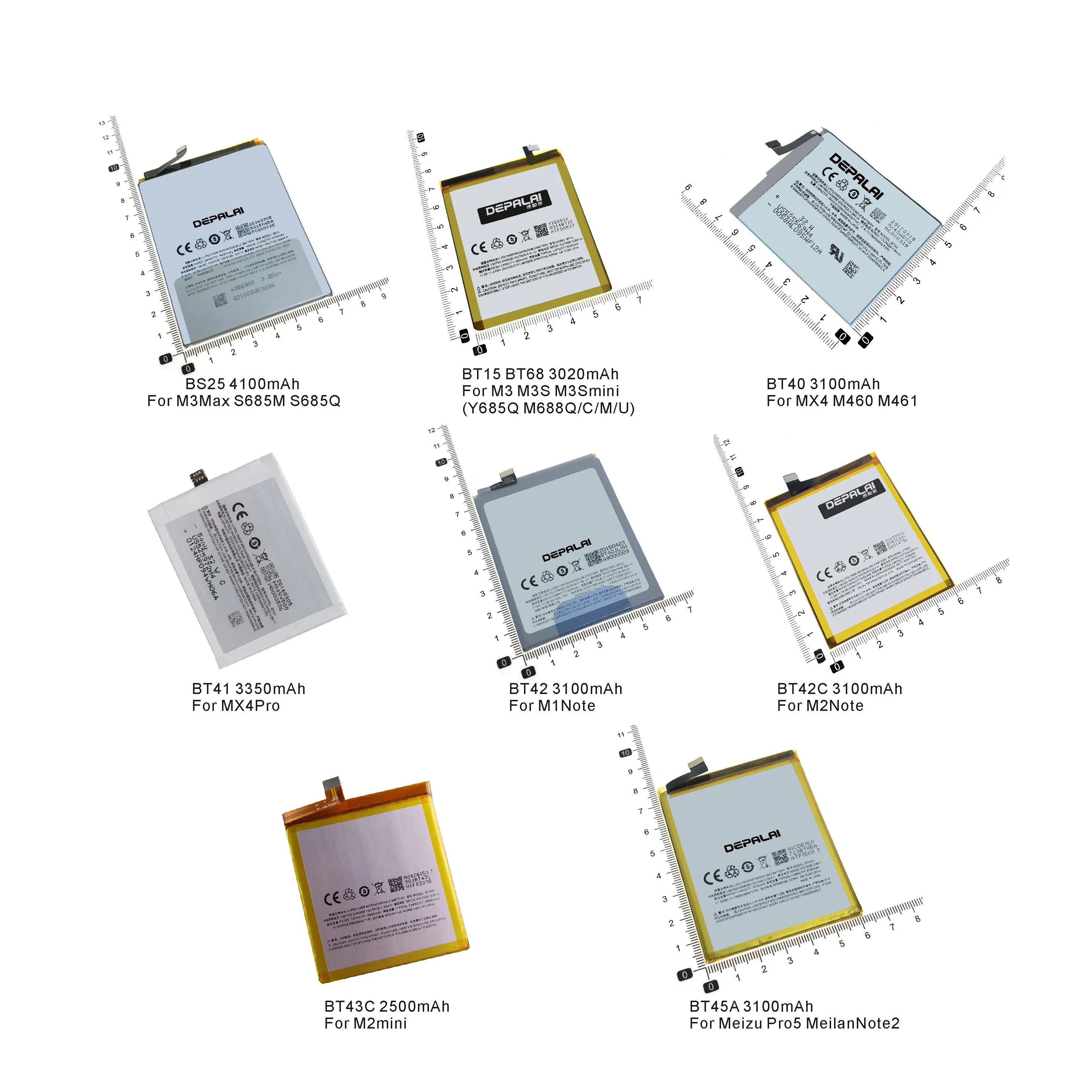 

BS25 BT15 BT68 BT40 BT41 BT42 BT42C BT43 BT45A Battery For Meizu Meizy M3 Max S M3S mini MX 4 Pro M1Note M2 Pro5 Note2 Batteries