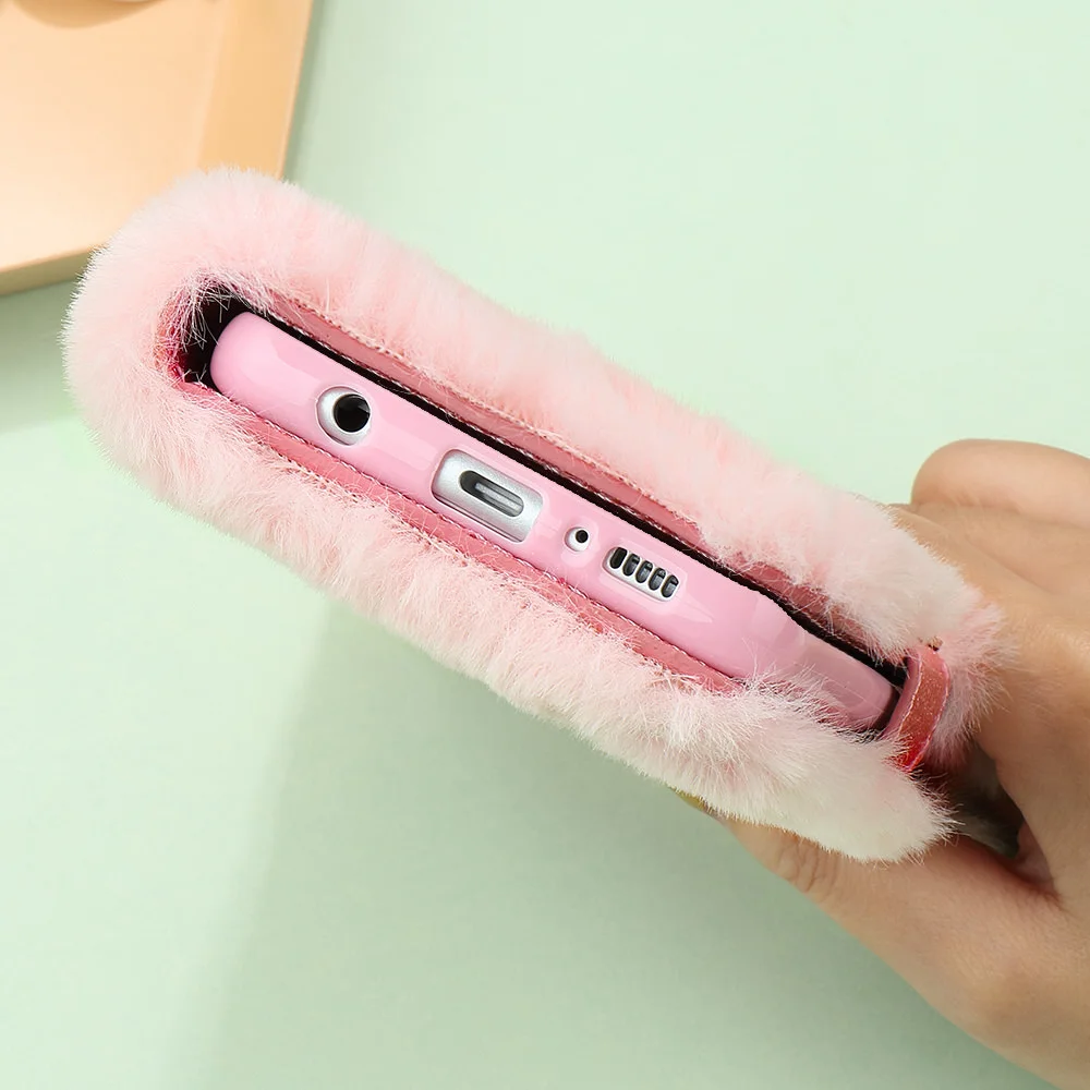 L-FADNUT Роскошный милый меховой пушистый чехол-кошелек для samsung Galaxy S10e Note 9 S9 Plus S8 Note 10 Plus 5G S7 edge мягкое кожанное покрытие