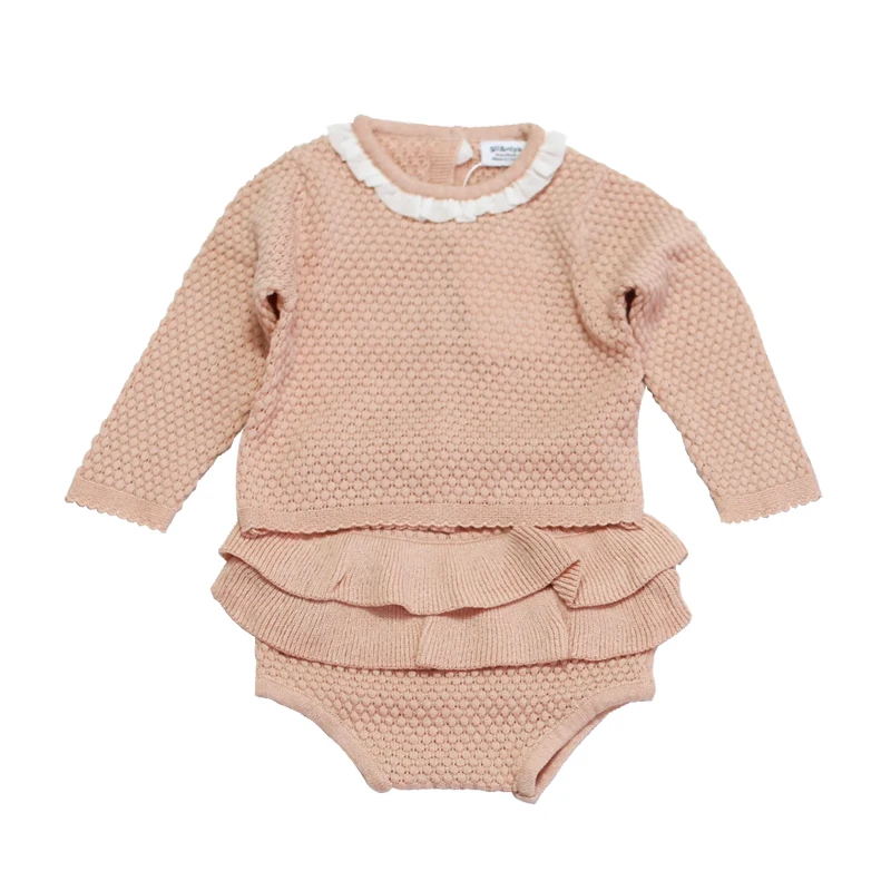 Новый осенний комплект детской одежды вязаный свитер для маленьких девочек +