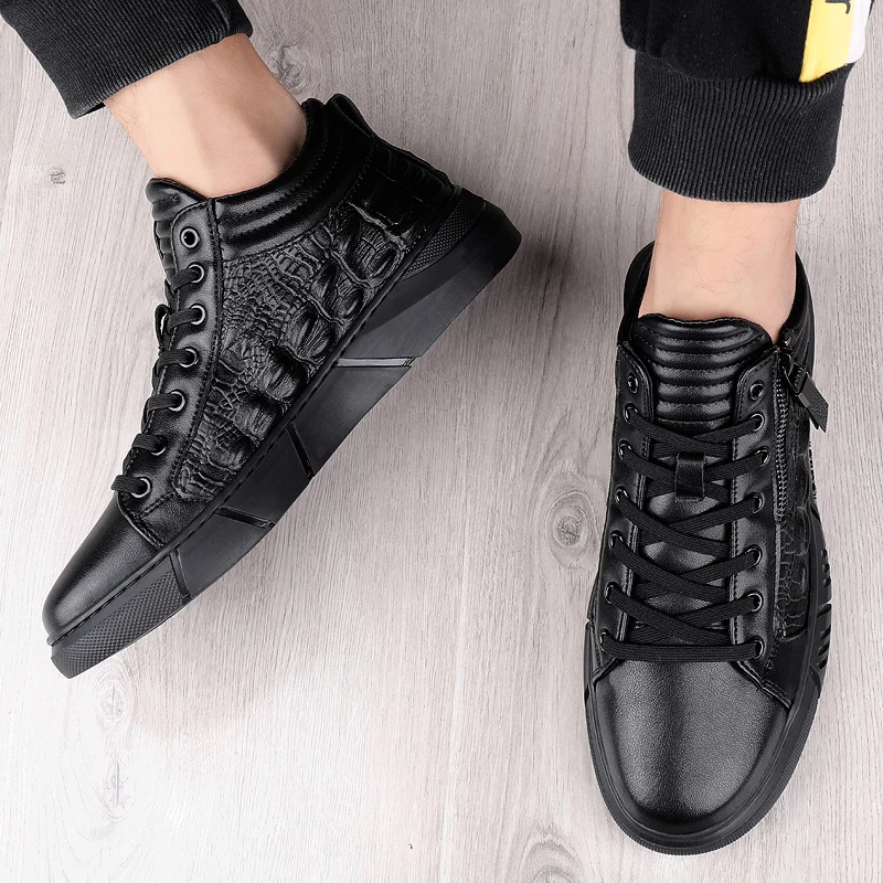Online Merek Kualitas Tinggi Kulit Asli Pria Skateboard Sepatu Semata Kaki Pria Nyaman Kasual Sepatu Mewah Sepatu Pria