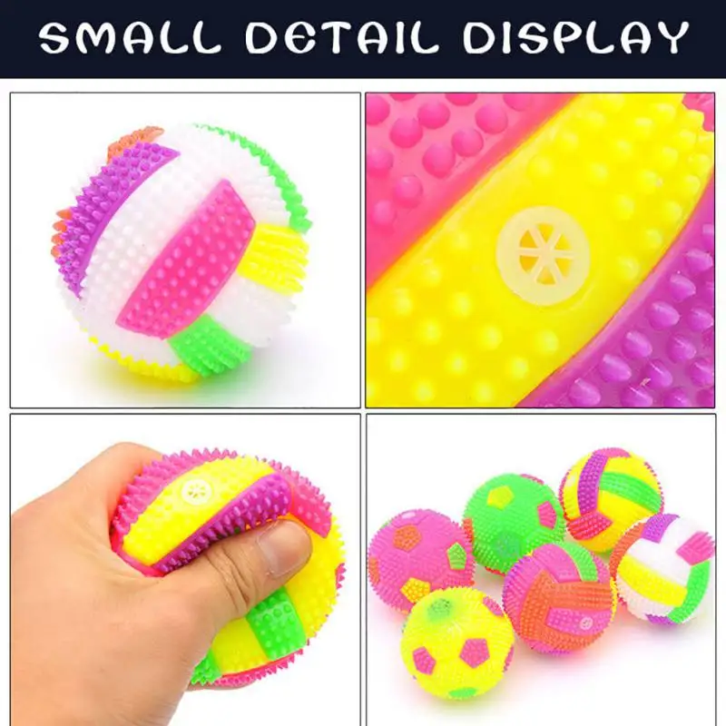 

Lighting Dog Toy Rubber Balls Dog Cat Pet Squeaky Toys Soft Rubber Pet Dog Chewing Toy Elastic Hedgehog Ball Puppy Toy Dropship