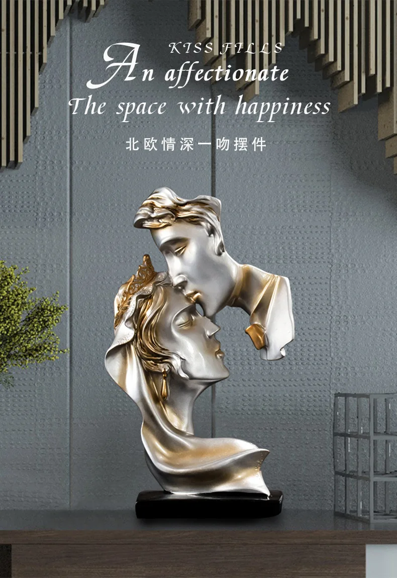 

Nordic couple kiss avatar statue home decoration accessories creative wine cabinet porch cabinet desktop home decoration gifts