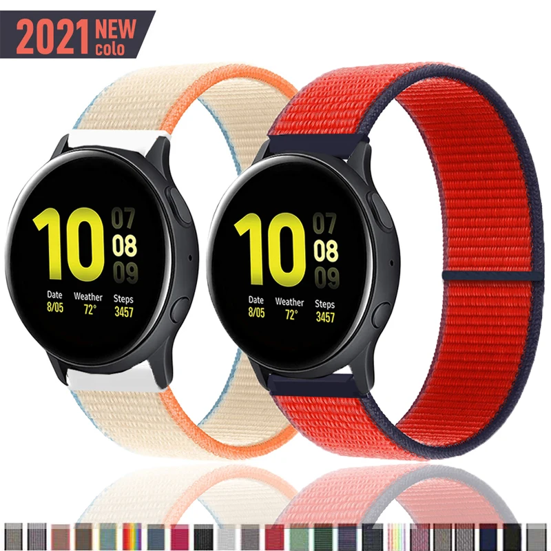 Ремешок нейлоновый для Samsung Galaxy Watch Active 2 браслет наручных часов Huami Amazfit bip 20 мм 22 40