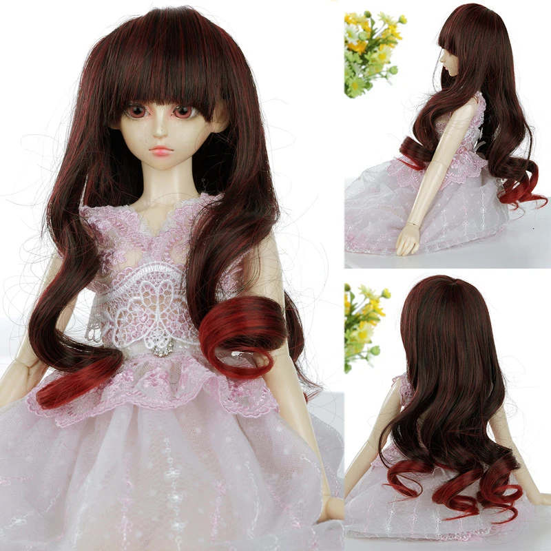 волосы для кукол BJD парик 1/3 трессы длинные черные прямые челки кудрявые парики 25