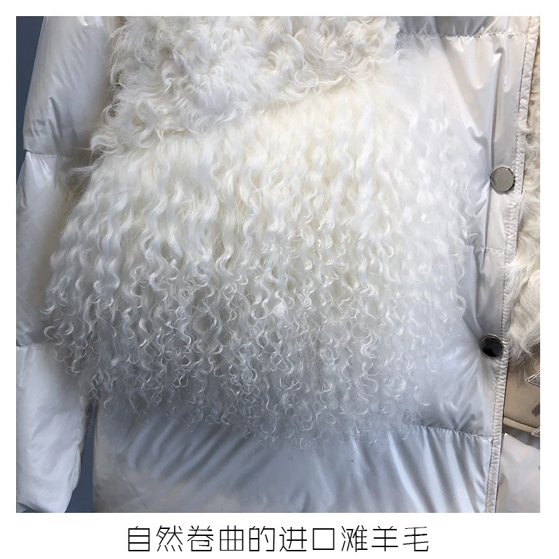 Женское пальто с воротником из натуральной монгольской овцы женская зимняя