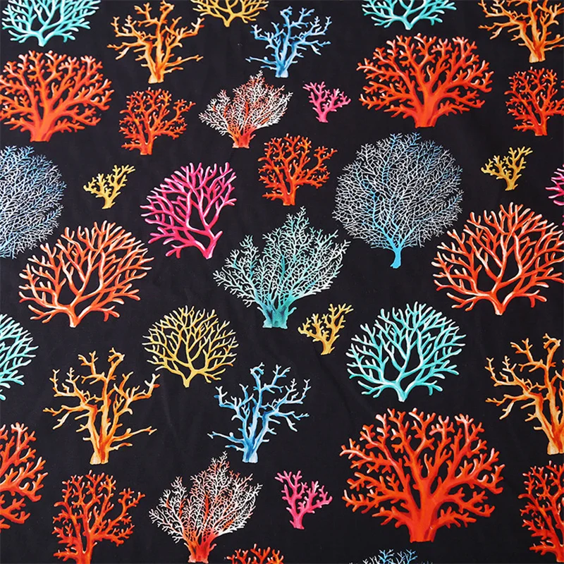 

Underwater Coral Digital Pure Cotton Fabric For Dress Tissus Au MÈTre Telas Algodon Estampadas Sewing ткань для шитья Christmas