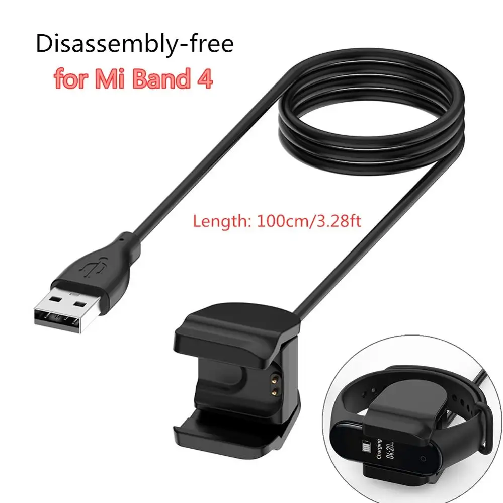 100cm for Mi band 4 Usb зарядный кабель разборка- зарядное устройство адаптер для Xiaomi Mi полоса 3/4/NFC 13/20/100 см зарядный провод линия для умных браслетов - Цвет: 100cm for Mi band 4
