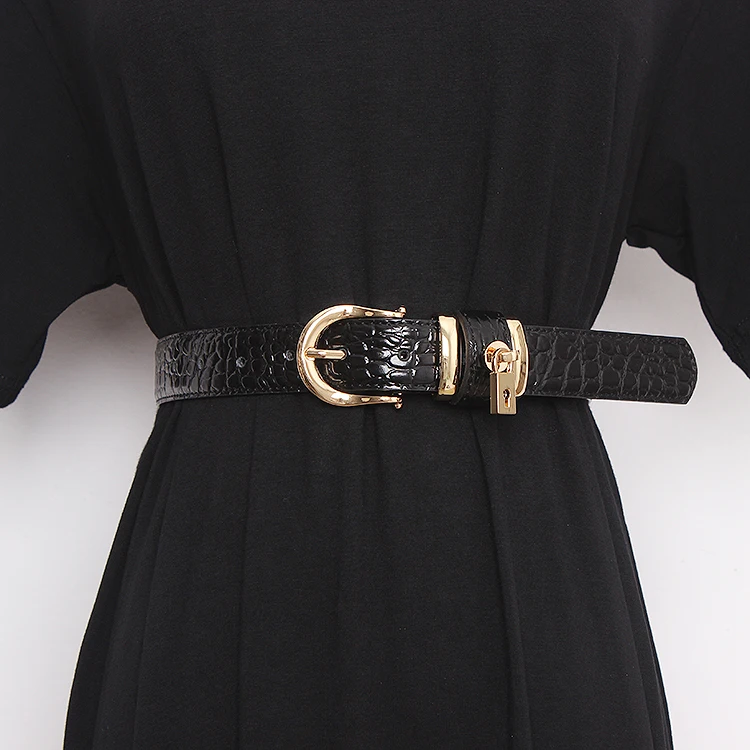 

2020 Alligator Pattern Waist Belt Women Red Green Genuine Leather Belt For Jean Pant Metal Buckle Adjustable Corset Strech Belt