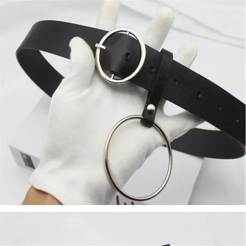 Пояс женский с золотистой пряжкой в виде большого кольца|Женские ремни| |