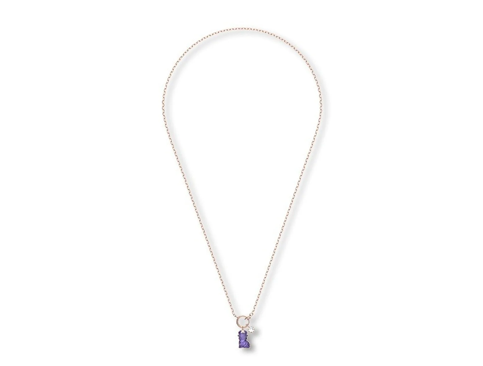 

2021 SWA Fashion Jewelry High Quality Charming Purple Crystal Zodiac Ox Zodiac Year Female Necklace Romantic New Year Gift