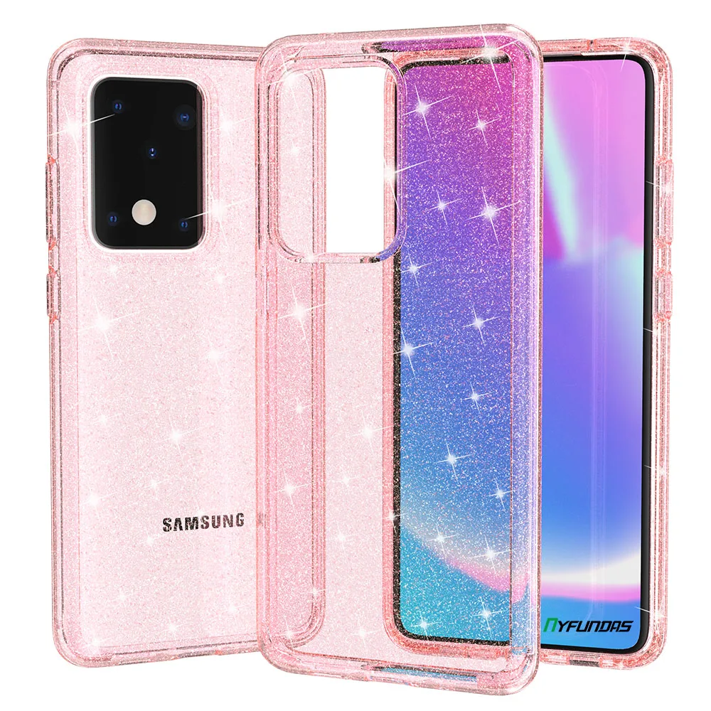 Гибридный бронированный Прозрачный блестящий чехол для телефона Samsung Galaxy S20 Ultra