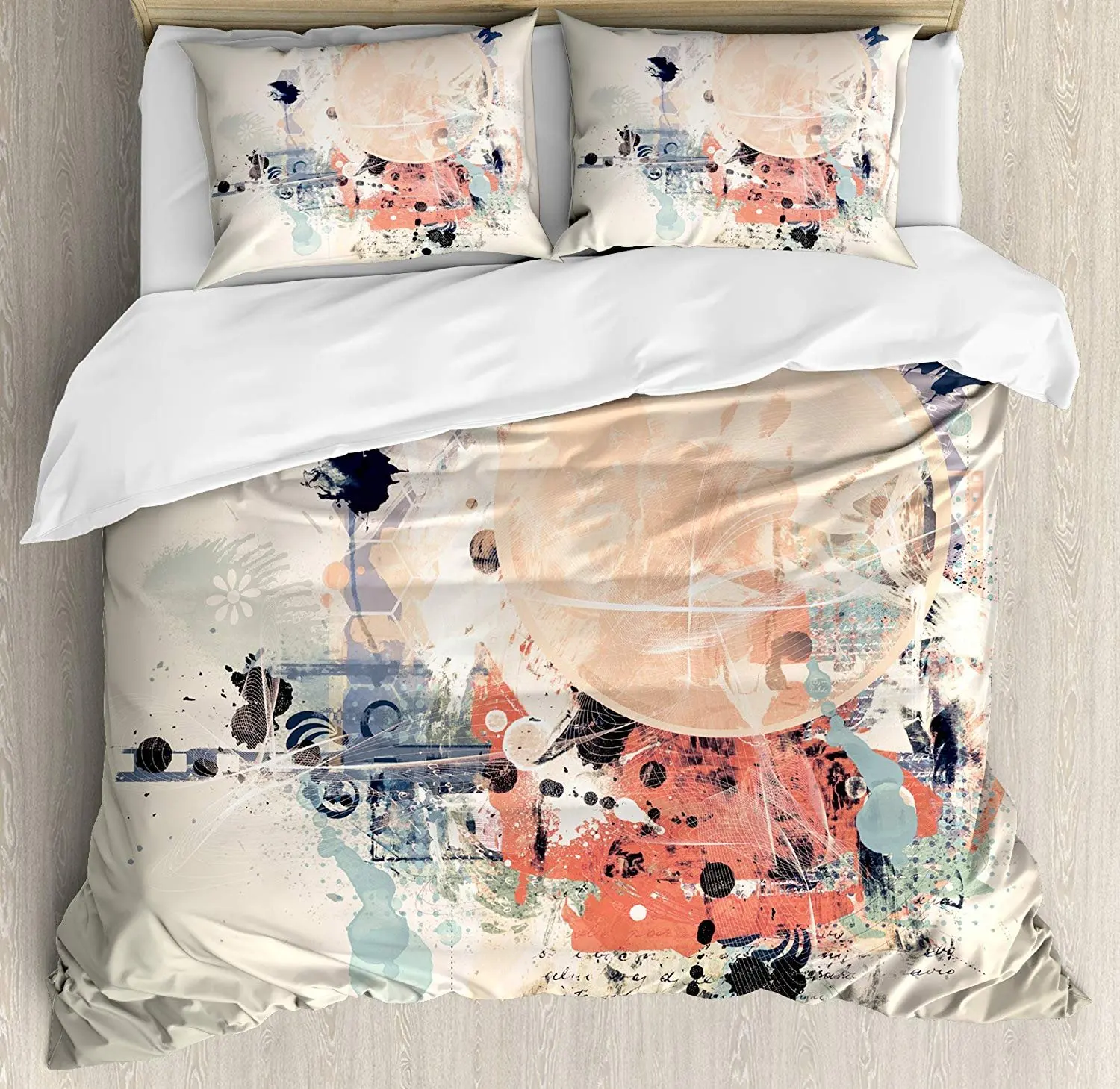 

Abstract Bedding Set Grunge Textured Mix Collage with Murky Tone Effects Artistic Watercolor Design Duvet Cover Pillowcase
