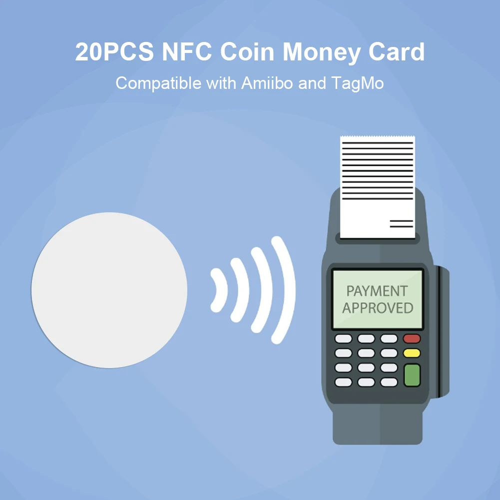 20pcs NFC Coin Money Card NTAG215 13.56MHz 14443A Protocol for Amiibo TagMo Mobile Phone Chip Stickers Tag Lable Device | Безопасность и