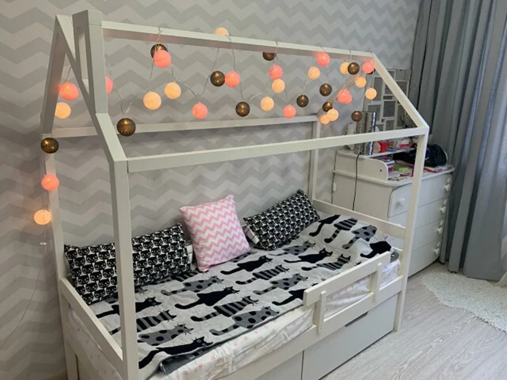 3 м 20LED/6 м 40LED ватным тампоном, гирлянда светильник Свадебная вечеринка Рождество дома наружной отделки лампочка для гирлянд струны штепсельная вилка европейского стандарта
