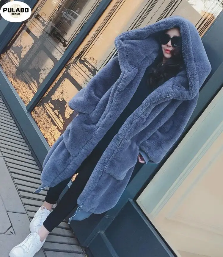 

Толстовки высокого качества, длинное розовое пальто из искусственного меха, размер d, утолщенное элегантное женское зимнее пальто из кролич...