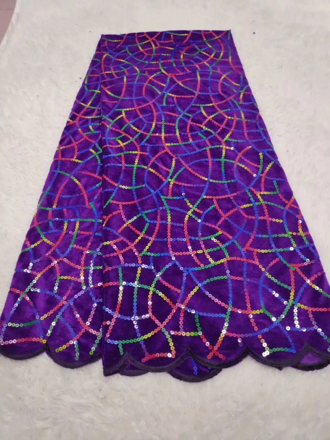 Уникальный разноцветный бархат вышивка Французский Кружева 3D блестки