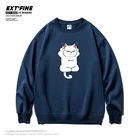 Свитшот ExtFine мужской с графическим принтом, Повседневный пуловер оверсайз в стиле хип-хоп, теплая флисовая мягкая кофта, одежда в Корейском стиле, 2021