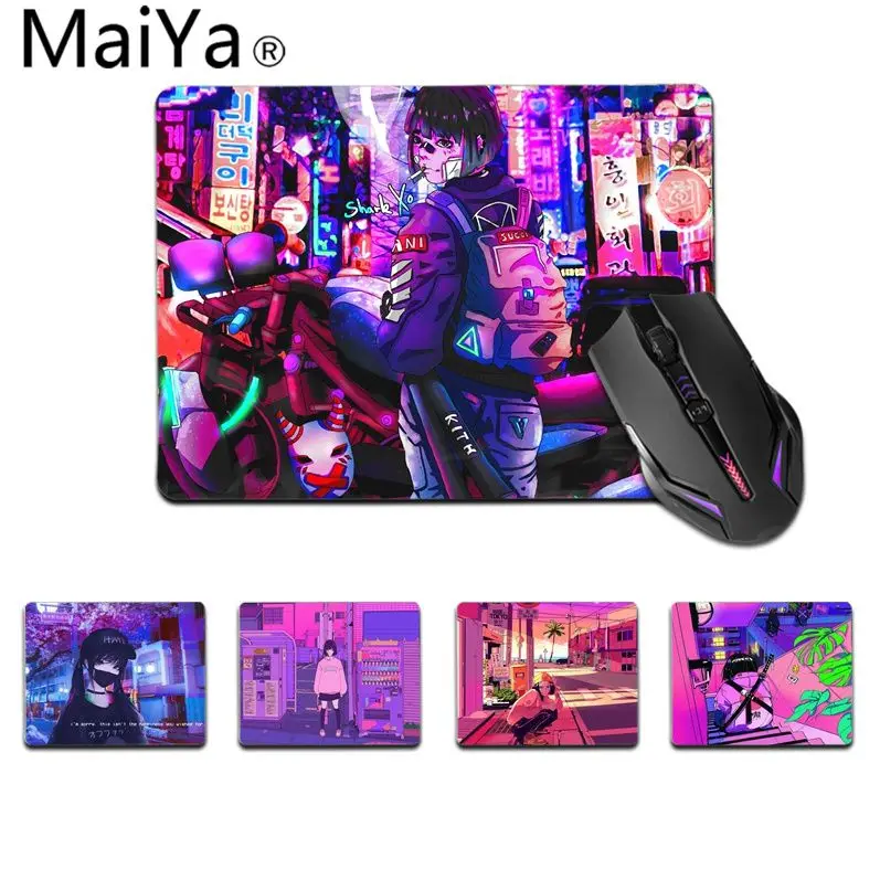 

Модный прочный Настольный коврик для мыши Maiya в стиле аниме Vaporwave Glitch, лидер продаж, оптовая продажа, игровой коврик для мыши