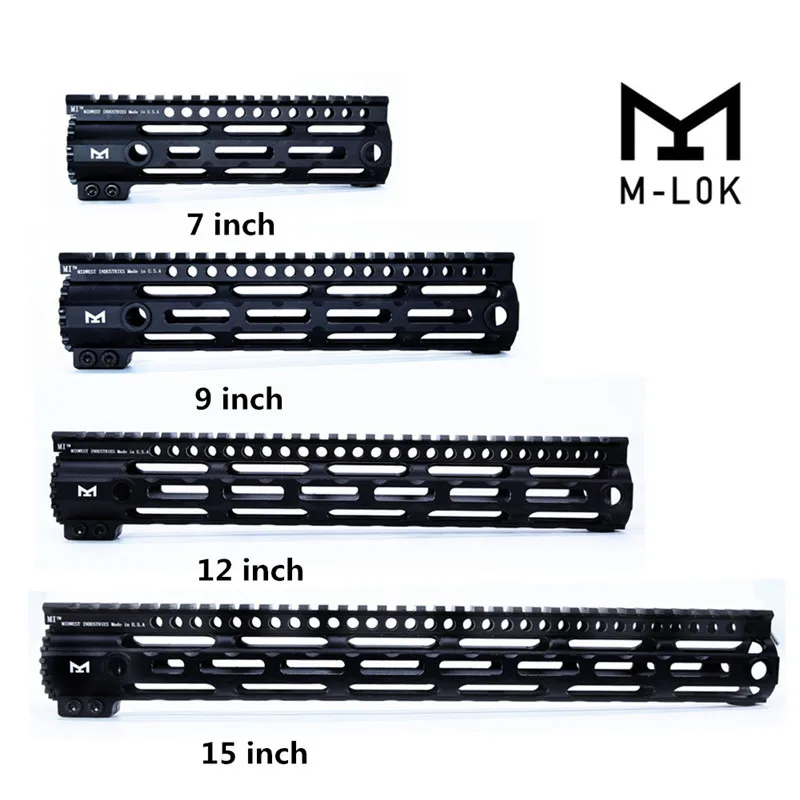 

AR15 MLOK 7 "9" 12 "15" крепление для охотничьей тактической винтовки, тонкий свободный Поплавковый защитник, планка Пикатинни, кронштейн, черный/кра...