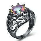 Оригинальные Модные ювелирные изделия, полые черные и золотые кольца для женщин, загадочные радужные циркониевые камни, обещание, обручальные кольца