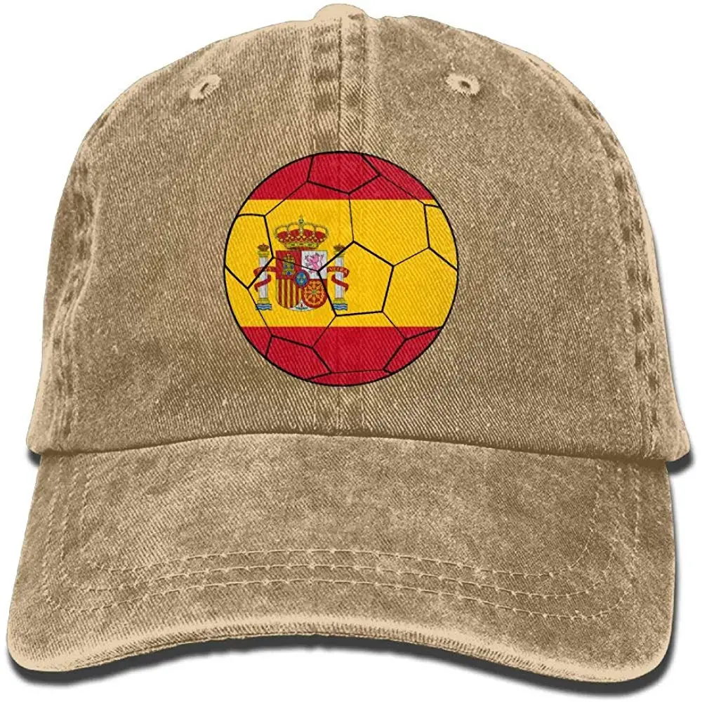 Испанский футбольный флаг с мячом унисекс промытая джинсовая бейсболка шляпа