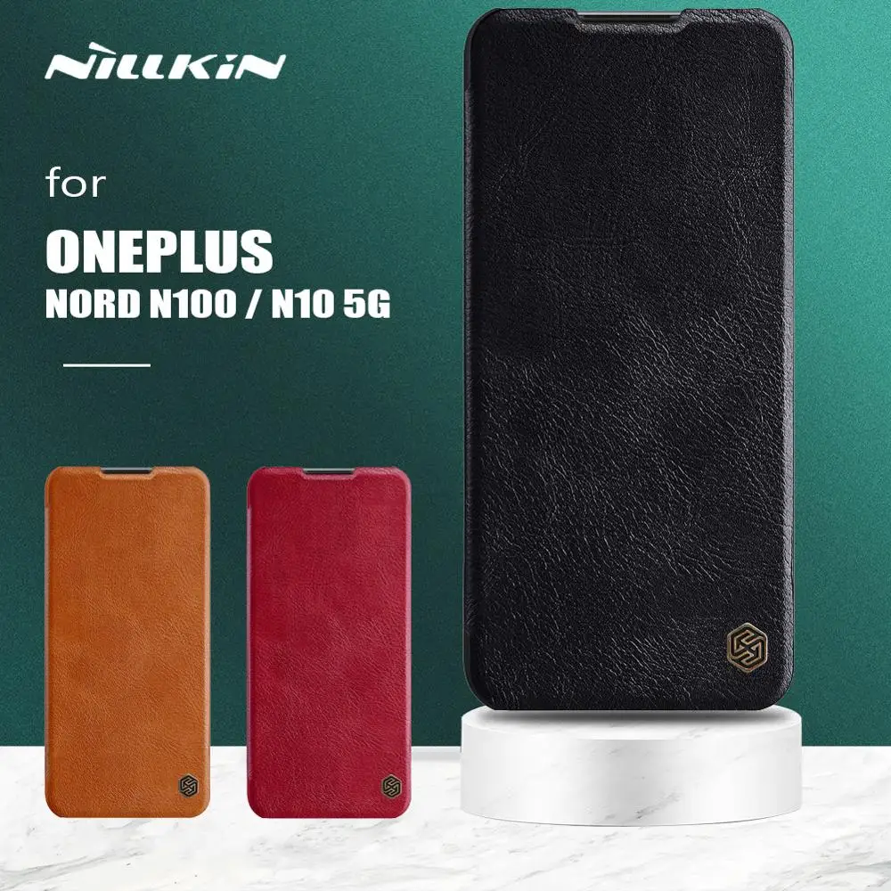 

Nillkin for Oneplus Nord N100 N10 5G Case Qin Flip Leather Case Wallet Card Slot Protective Cover for Oneplus Nord N100 N10 5G