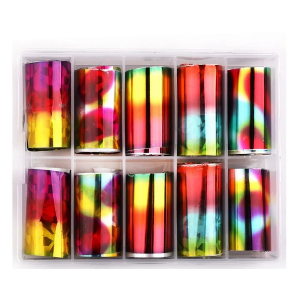 10 сетки Пластик ногтей Фольга коробка хранение для принадлежностей дизайна