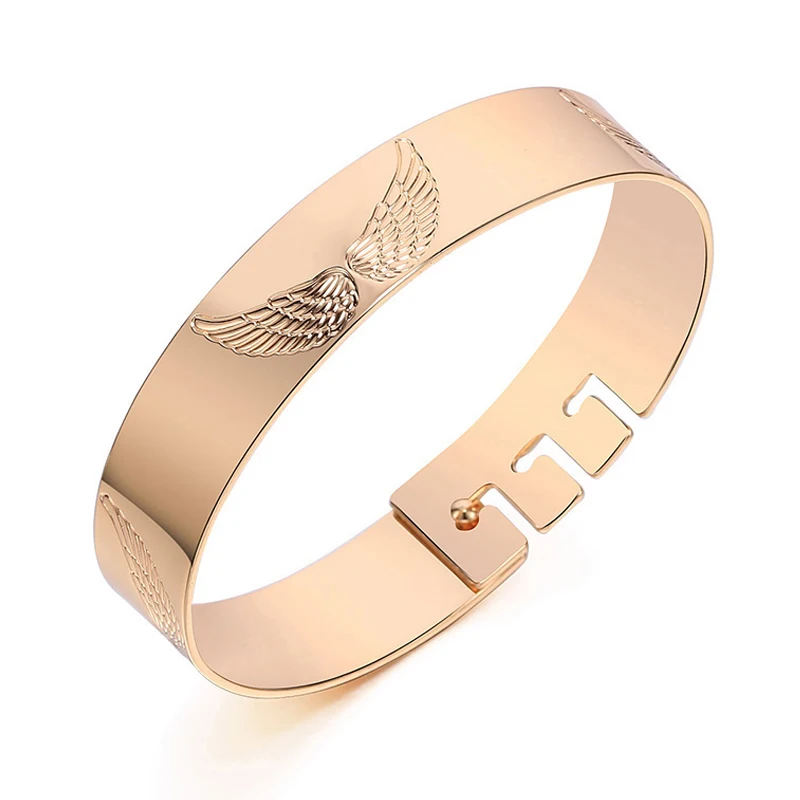 Винтажные регулируемые браслеты с крыльями гравировкой для женщин мужские