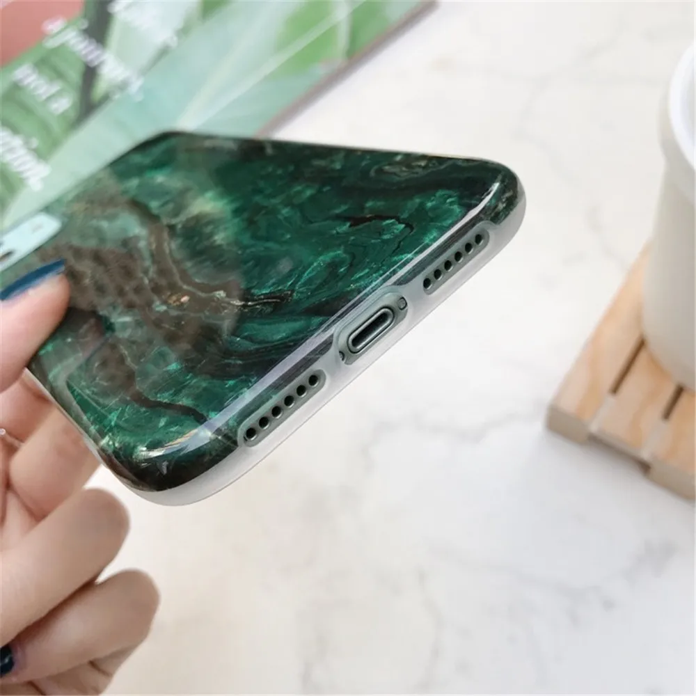 Глянцевый мраморный чехол для iphone 6 7 8 Plus 11 Pro X XS Max XR Блестящий корпус эпоксидный