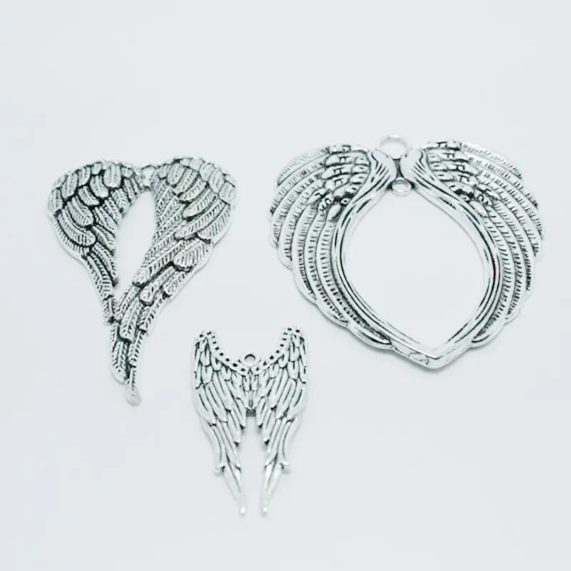 Vintage Silver Big Double Angel Wing Pendant Archangel Charms For Bracelet Necklace Jewelry Making Friendship Accessories | Украшения и