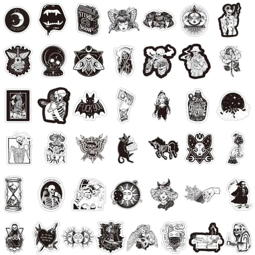 103050pcs black and white witch moon gothic graffiti stickers decals car luggage phone laptop motorcycle cool sticker kids toy free global shipping