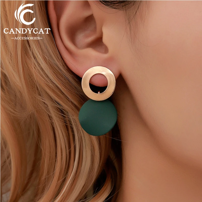 

Vintage Metal Round Drop Earrings Simple Three-dimensional Geometric Circle Dangle Earring Women Fashion Earrings 2019 Wholesale