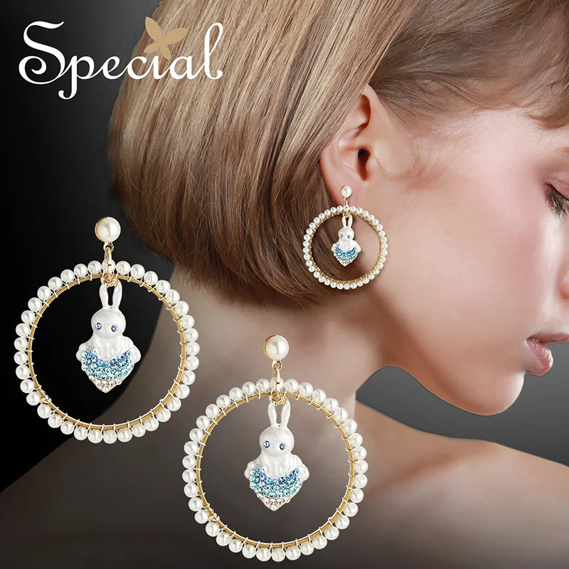 

Special European and American girls lovely pink earrings earrings earrings earrings moon keeping Xianhui rabbit S2537E