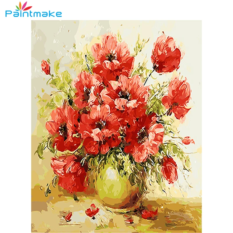 Картина по номерам на холсте 40 х50 см красный цветок|diy painting|painting diydiy canvas painting |