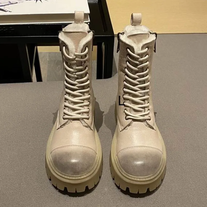 

Женские ботинки с мехом внутри, ботинки на шнуровке, разноцветная обувь, женская зимняя теплая обувь из натуральной кожи, модные выразитель...