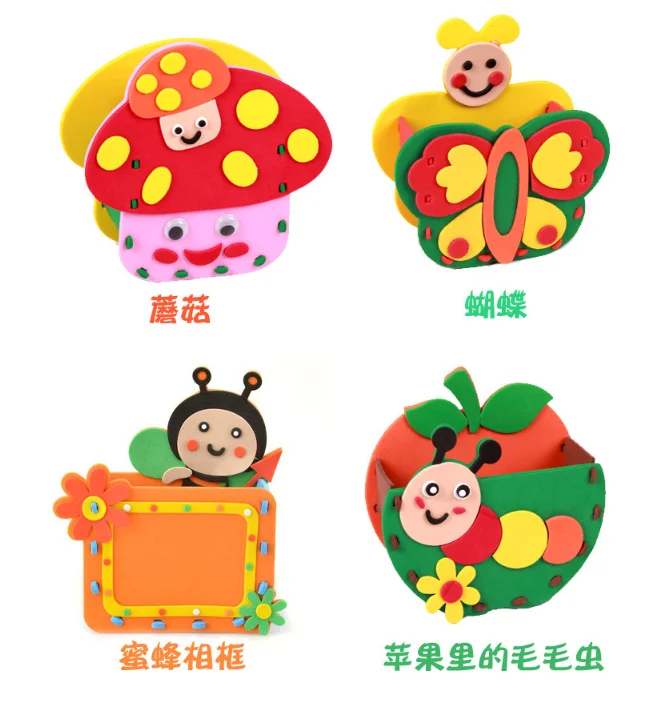 5pcs EVA pen holders DIY handmade materials children's cartoon creative toys educational early education holiday gifts | Игрушки и