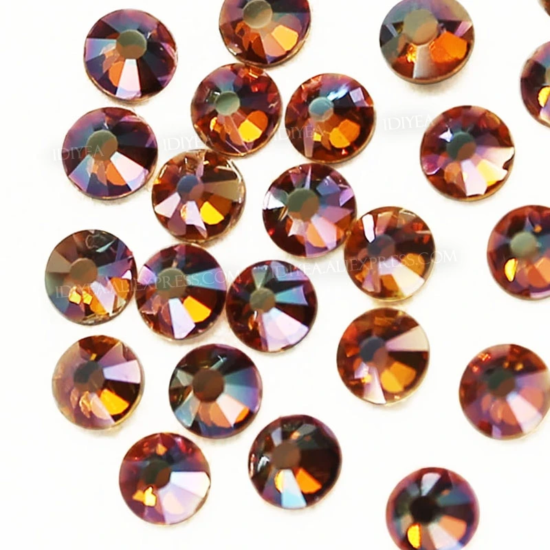 Янтарные стразы горячей фиксации с плоской задней стороной кристалл страз