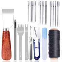 lmdz professional leather craft tools kit hand sewing stitching punch carving work saddle groover set accessories diy
