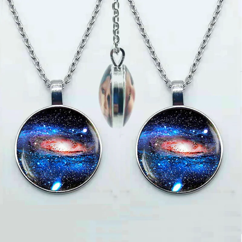 Новое двухстороннее ожерелье с кулоном в виде туманности и галактики ювелирные