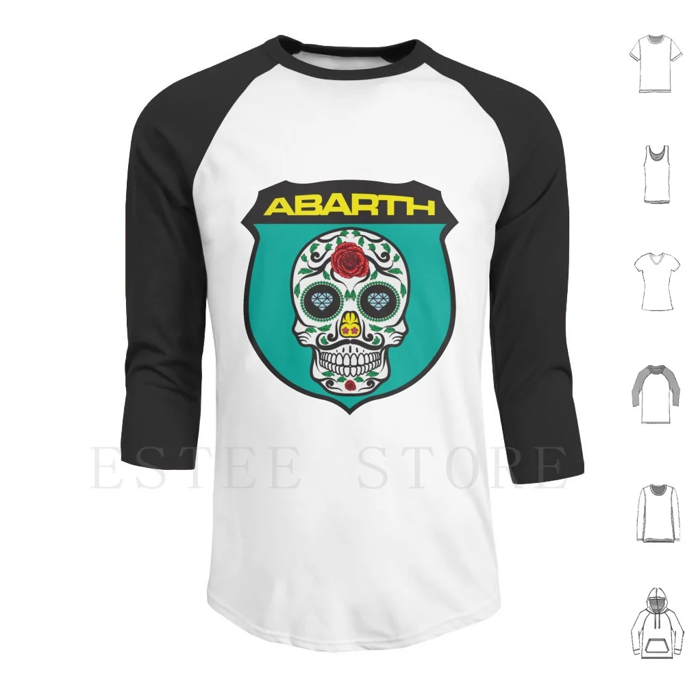 Толстовки с изображением черепа розы, с длинным рукавом, Fiat Abarth Sugarskull, день мертвецов в Мексике, празднование Хэллоуина