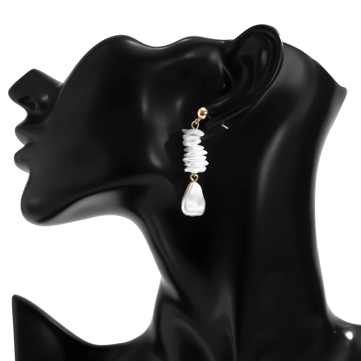 

Boho Simulated Pearl Drop Earrings for Women Handmade Stone Bead Drop Earrings for Women Baroque Asymmetric Pearl Ear Jewelry